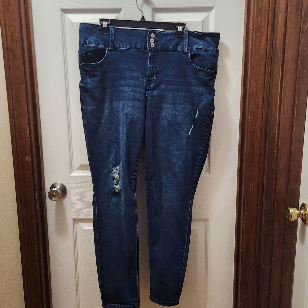 Royalty For Me Dark Blue Skinny Jeans Sz 16W EUC